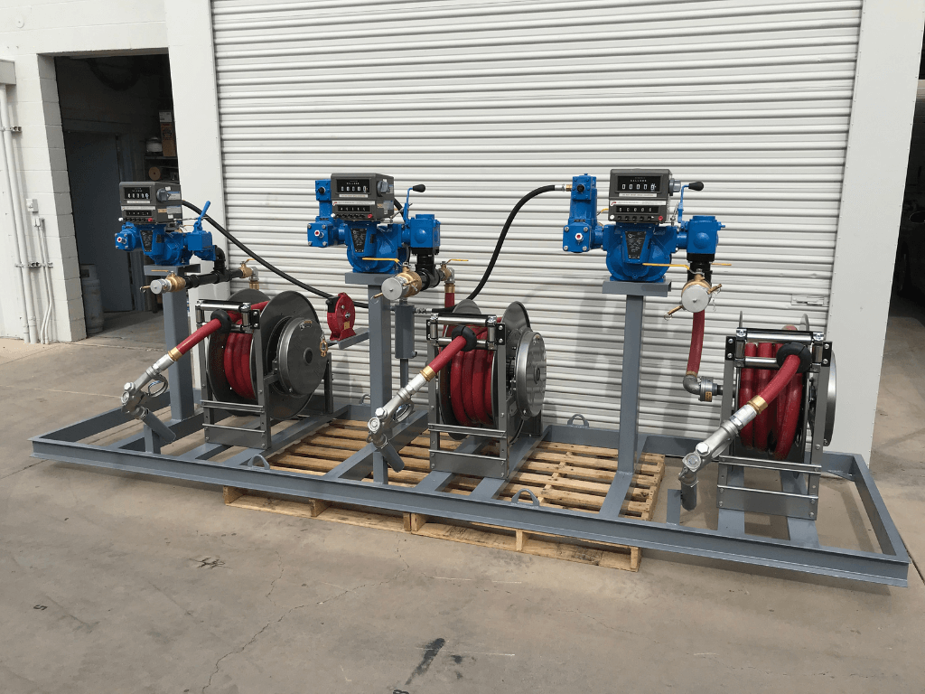 Pump, reels, and meter setup